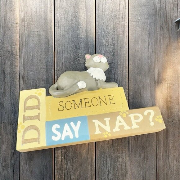 Suzi Resin Cat Figurine Did Someone Say Nap? Signed Kitty Cat Decor Accent Decor - Picture 3 of 11